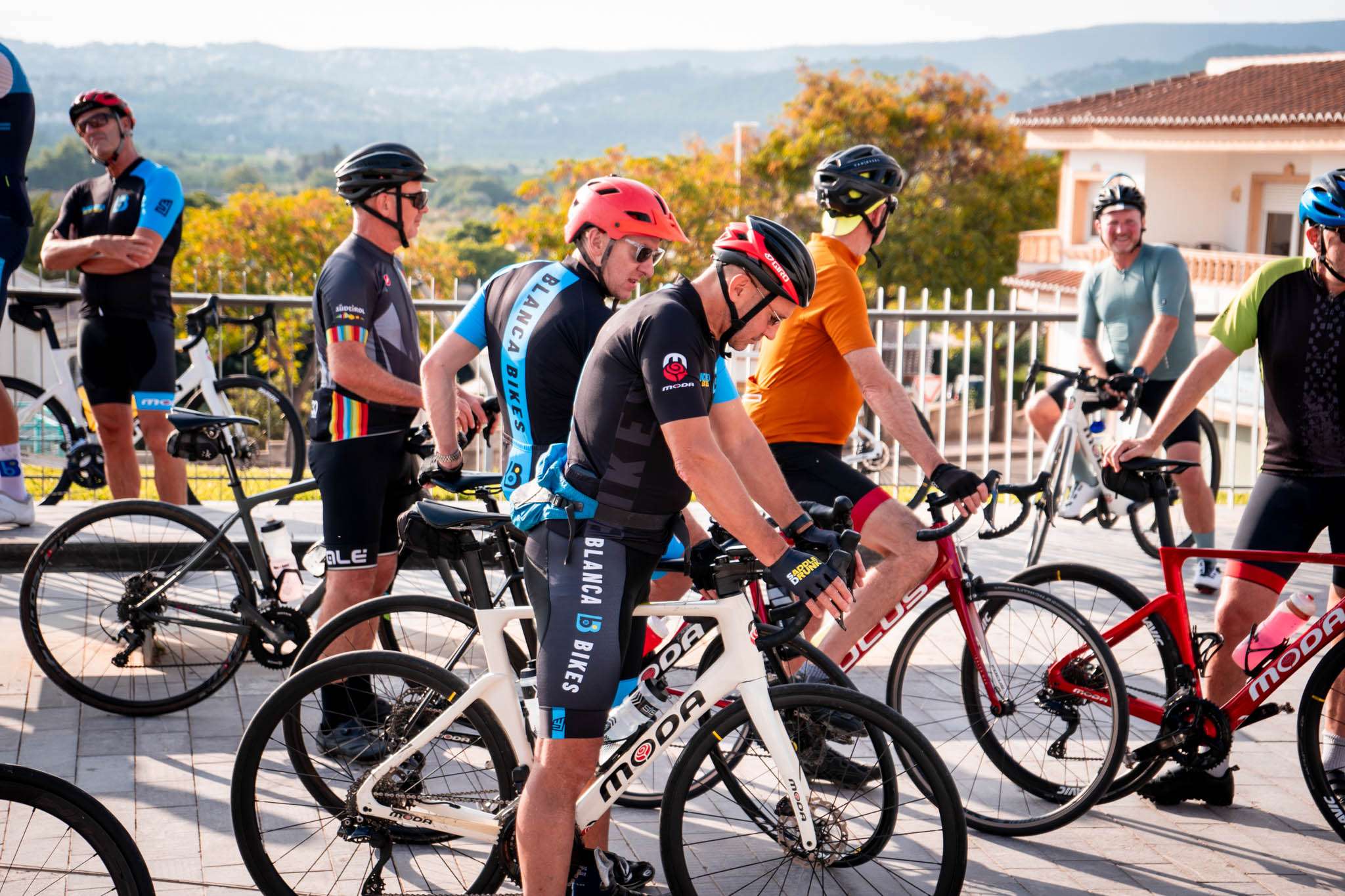 Cyclists taking a break