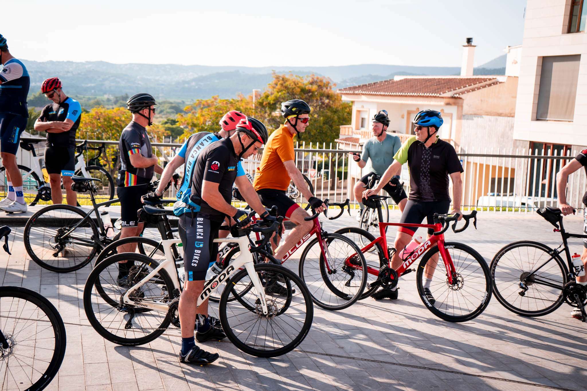 Cyclists stopping mid-journey